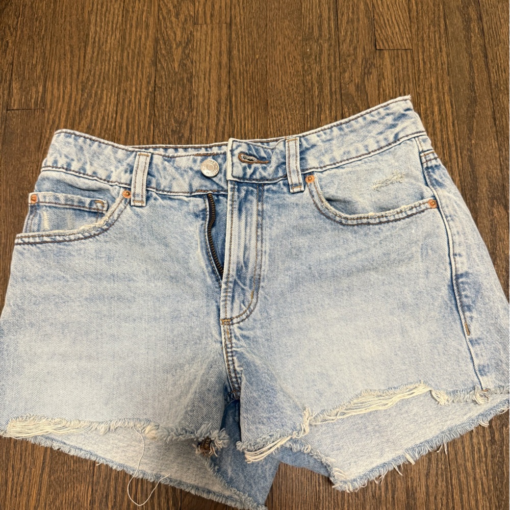 Garage Blue Jean Shorts High-Waisted Distressed